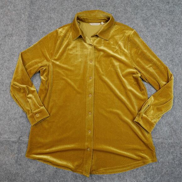 Soft Surroundings Top Womens Large Tunic Button Front Corduroy Gold Mustard Fall - Picture 1 of 9
